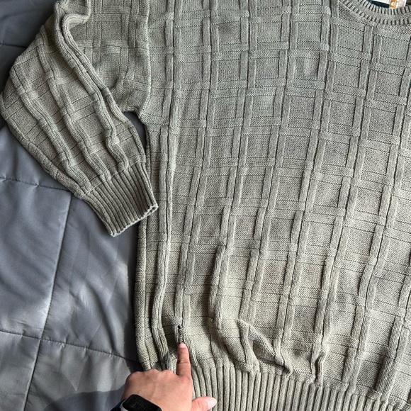 Vintage Olive green Knit square design Sweater Large - Picture 6 of 6